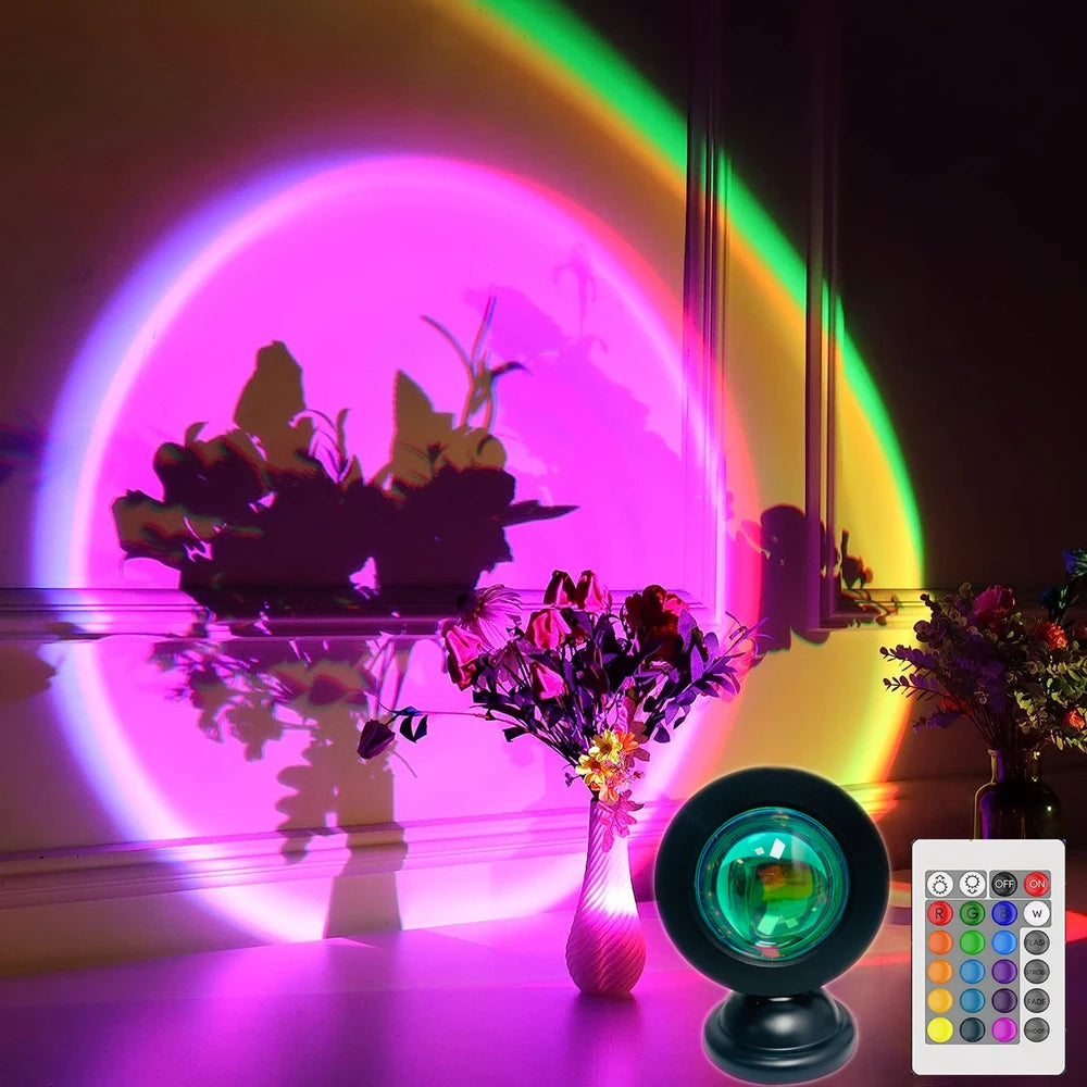 Sunset Lamp Projection Led Lights with Remote, 16 Colors Night Light Rainbow 4 Modes Setting for Photography/Selfie/Party/Home