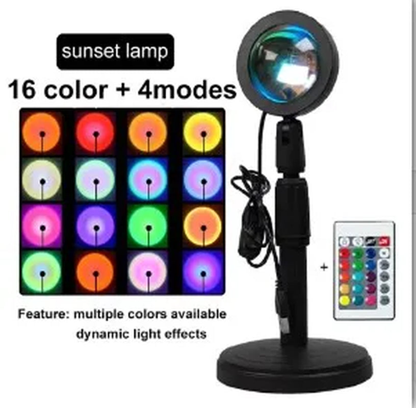 LED Sunset Lamp Nightlights USB Projector Birthday Party Decoration Mood Lights for Bedroom Living Room Wall Photography